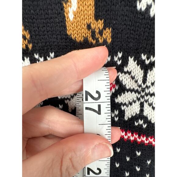 Vintage Christmas Sweater Mens Large Black Bulldog Dogs Cotton Pullover Knit - Picture 4 of 5